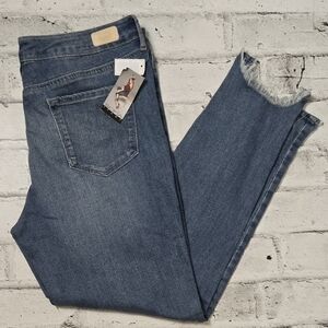 Sofia by Sofia Vergara Skinny Jeans Raw Hem Blue Denim Womens Size 12 NWT